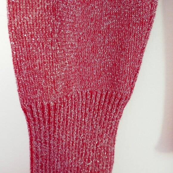 red cowl neck boatneck sweater metallic thread size M - Picture 4 of 5